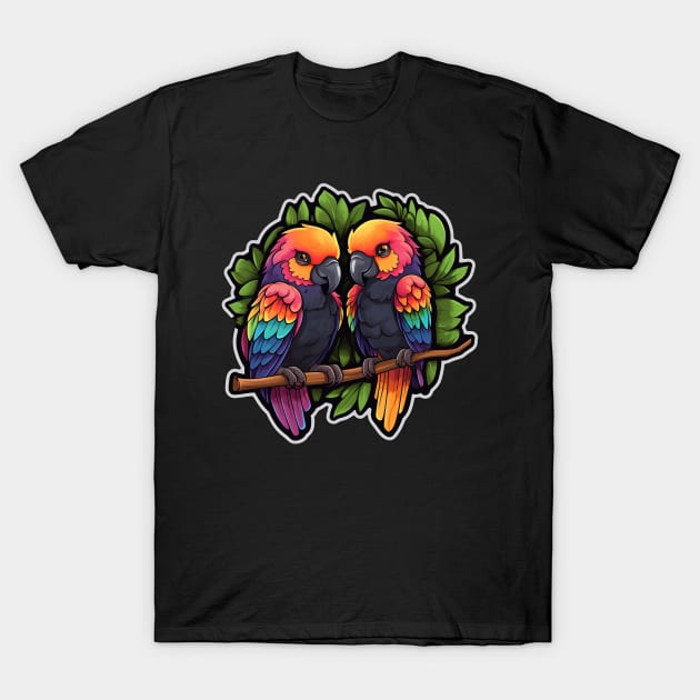 Colorful Parrot Cockatoo - Parakeet Macaws Parrot T-Shirt by fromherotozero